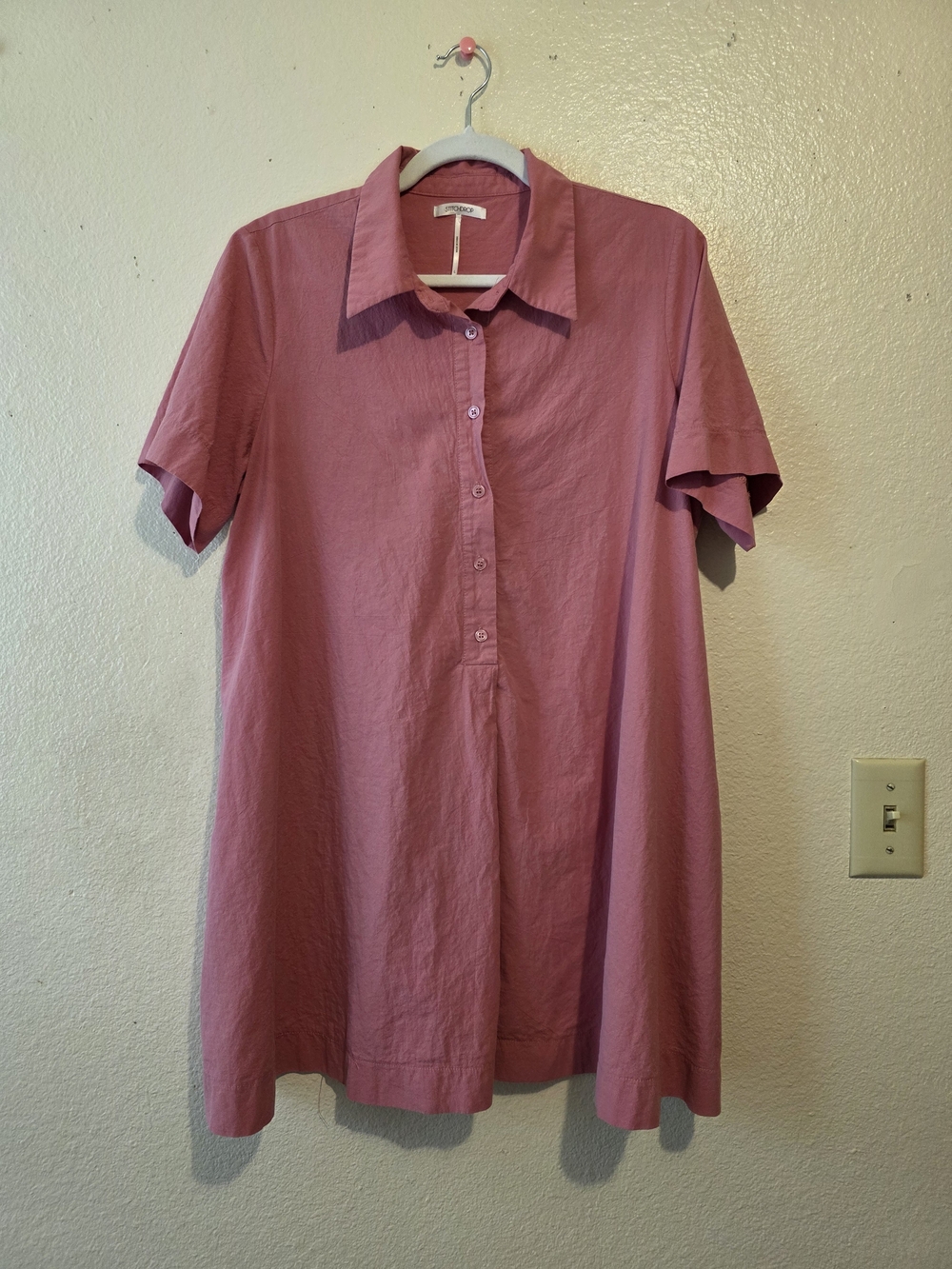 Pink Short Sleeve Shirt Dress